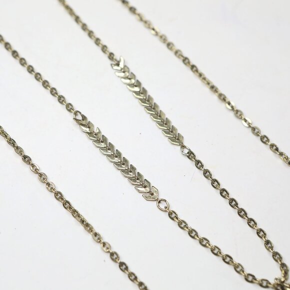 Vintage Charming Charlie Long Double Strand Necklace Gold Tone Chevron Beaded - Picture 8 of 11